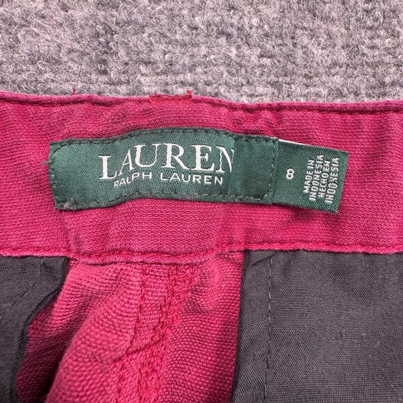 Lauren Ralph Lauren Skirt Womens 8 Burgundy Pockets Pencil Back Slit Academia - Picture 3 of 12